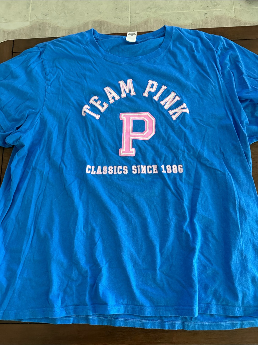 PINK Victoria's Secret Bright Blue Crewneck Tee